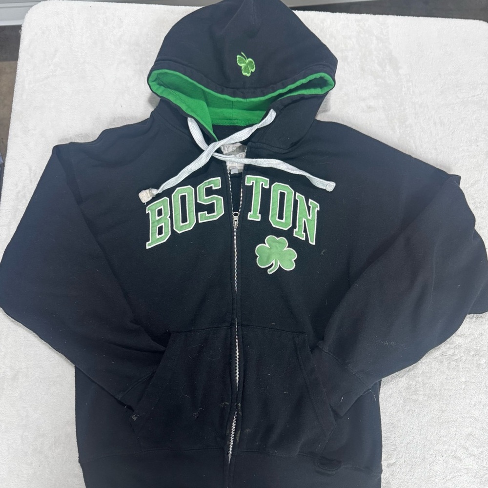 Bay State Apparel Black Boston Celtics Full Zip Hoodie Sweatshirt Mens Small